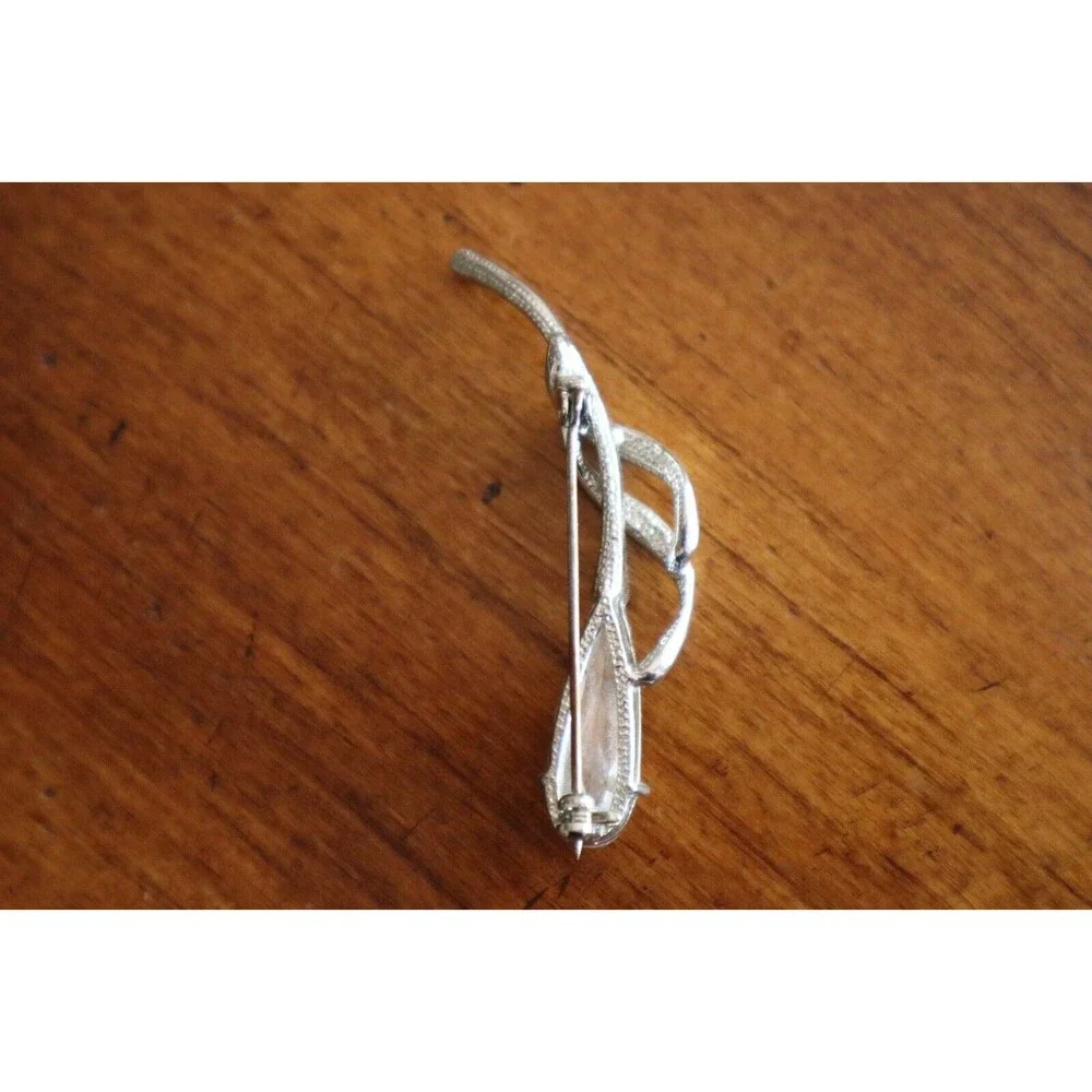 Vintage Abstract Loop Swirls Tear Drop Rain Drop Silver Toned Brooch 2.25
